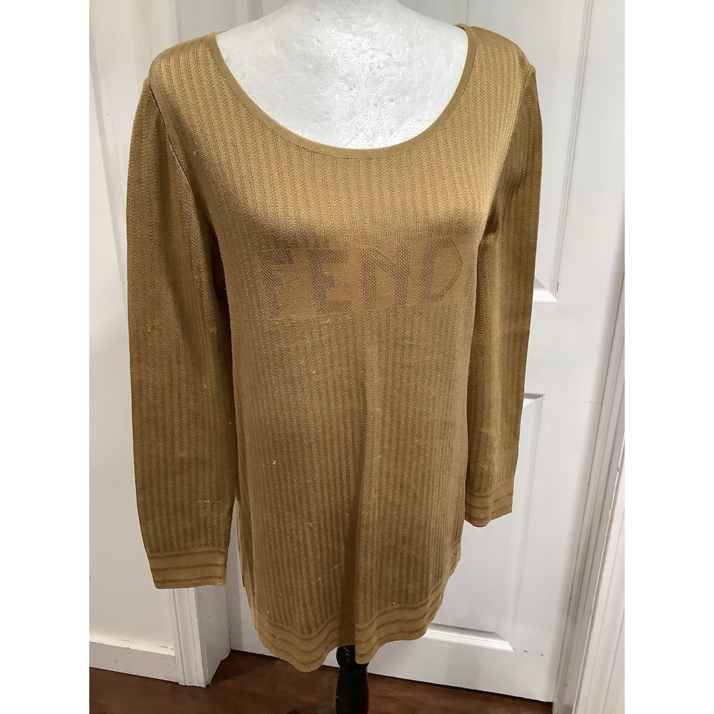 Fendi Long Sleeve Knit Top Gold #42 Us8 AK31600d